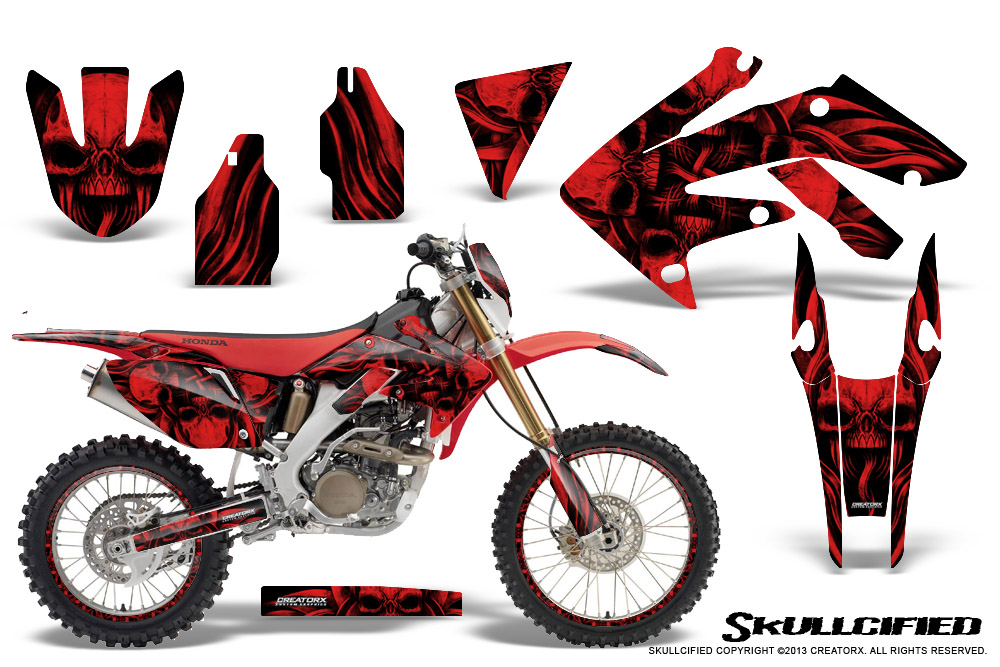 Honda CRF 250X 04-12 Graphics Kit Skullcified Red NP Rims